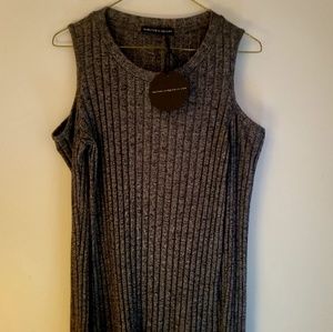 Gray, cold shoulder sweater